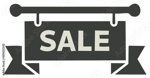Eye catching sale sign illustration promoting retail discounts with ribbon banner perfect for shopping events and promotional marketing advertising.