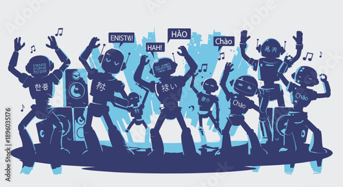 a group of people dancing on a skateboard.