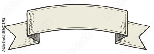 Vintage Ribbon Banner Hand Drawn Illustration with Copy Space