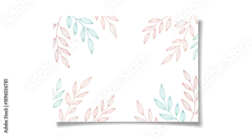 Softly Falling Leaves on a White Background with Pastel Hues and Gentle Shadows