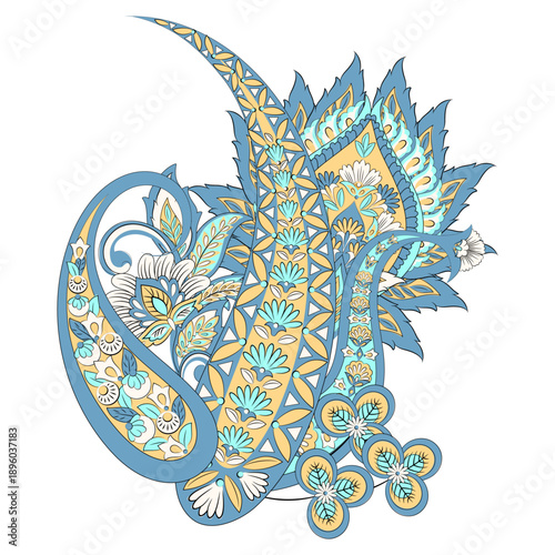 Paisley Floral oriental ethnic Pattern. Vector Damask Ornament