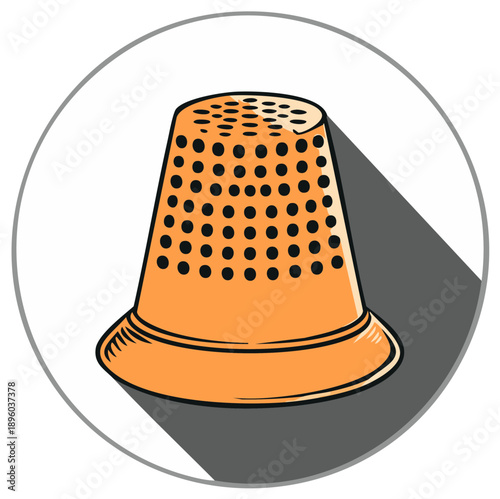 Illustration of a sewing thimble with a shadow and round border