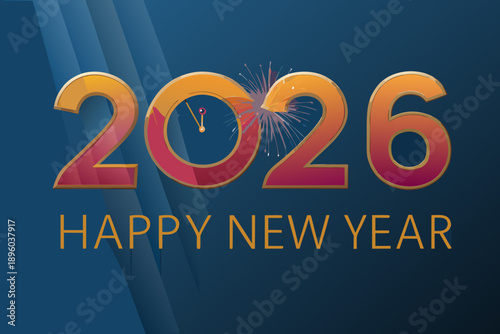 Festive new year 2026 graphic with celebratory fireworks and text