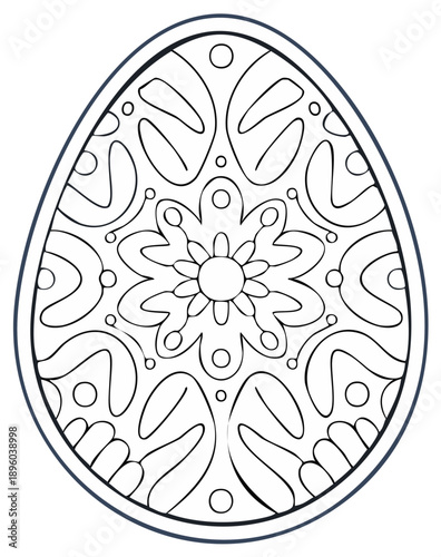 Abstract Easter Egg with Floral and Geometric Patterns Ready for Coloring Festive Holiday Activity