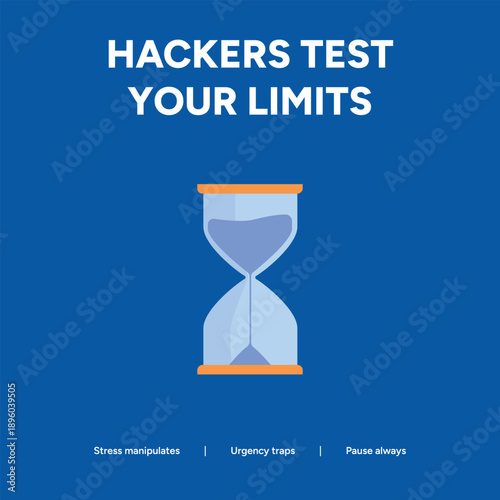 Cybersecurity Psychological Urgency: Hourglass Illustration Symbolizing Time Limits and Stress Manipulation in Social Engineering
