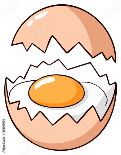 Open Cracked Egg With Bright Yolk and White