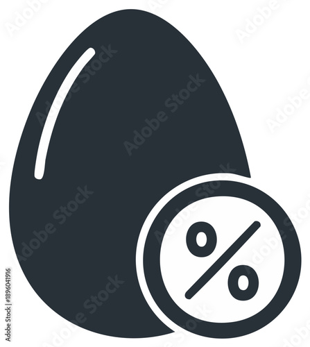 Egg with percentage sign icon representing financial nest egg interest or food discounts