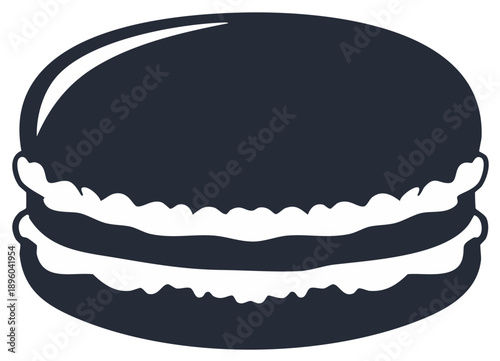 Minimalist glyph icon of a French macaron pastry, a classic sweet dessert