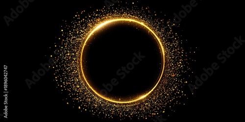 Golden halo background image on black background