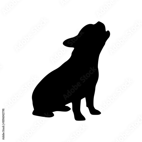 Illustration of silhouette of a french bulldog sitting and howling