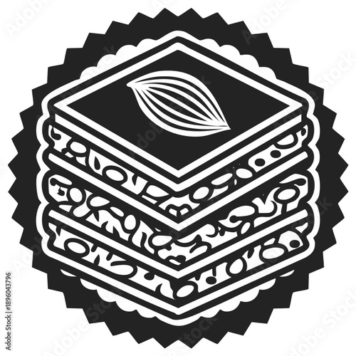 Elegant Baklava Pastry Icon Detailed Nut Filled Layers Sweet Dessert