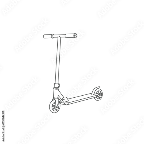 A line drawing of a scooter with two wheels and a handlebar