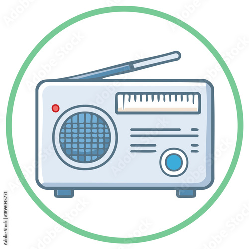 Retro Radio Tuner with Antenna and Speaker for Audio Entertainment