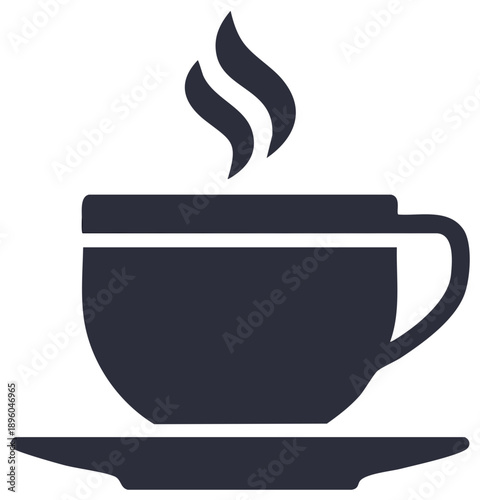 Silhouette of a Cup of Coffee with Steam Rising Over a Saucer