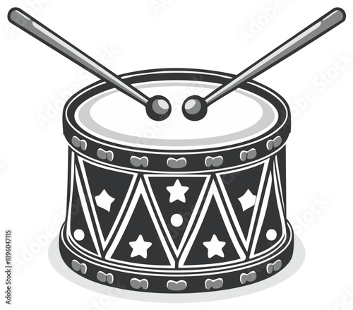 Toy Drum with Drumsticks Vector Illustration for Children's Music and Entertainment