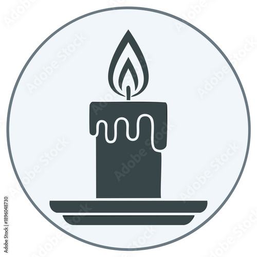 Stylized Candle Illustration, Burning Flame, Decorative Element