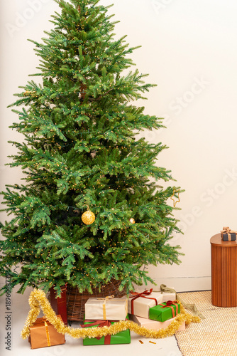 Christmas decor in a studio with lights