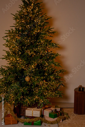 Christmas decor in a studio with lights