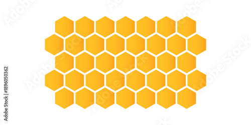 Modern pattern seamless yellow hexagon honeycombs on a white background. Honey comb background pattern symbol abstract art