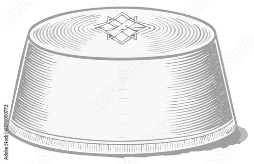 Illustration of a Fez hat with a decorative star-shaped emblem on the top