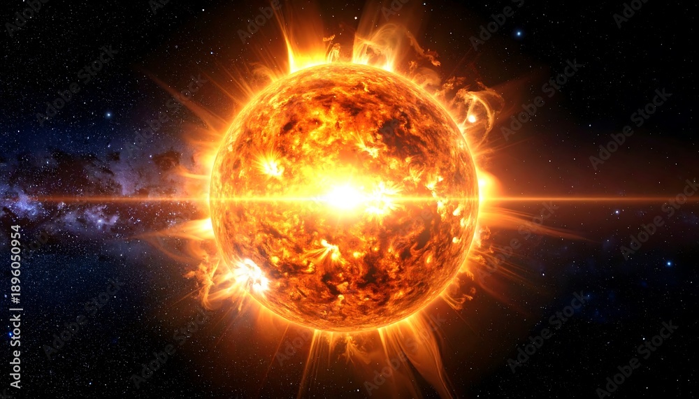 Fototapeta premium The Sun A Fiery Star in the Vastness of Space.