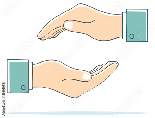 Protecting Hands Illustration Cartoon Style with Open Palm Safeguarding