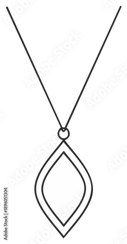 Minimalist outline of a teardrop pendant necklace on a white background