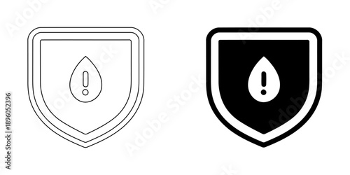 Water Damage Protection Shield Icon - Plumbing Safety, Leak Alert, and Waterproof Security Symbol
