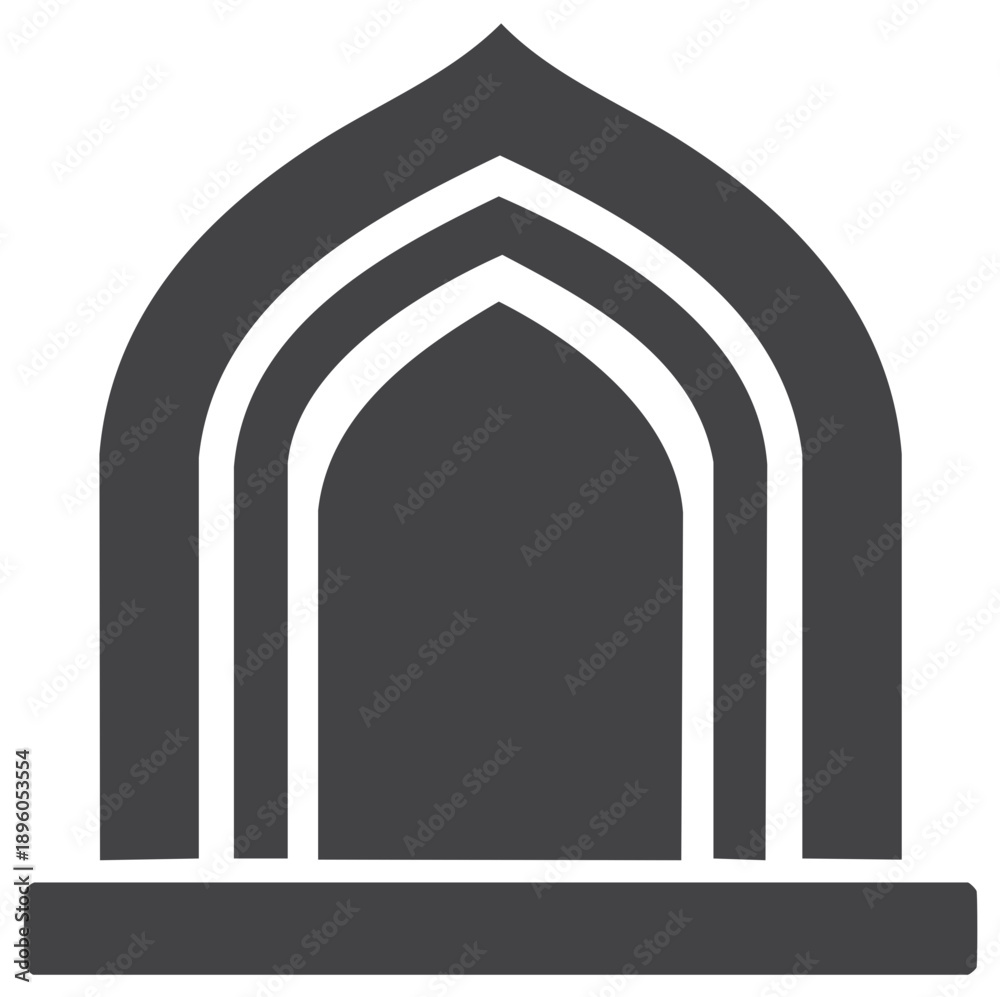 Fototapeta premium Abstract mosque mihrab arch silhouette vector symbol for worship and cultural concepts