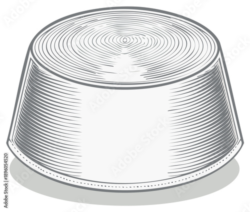 Traditional kufi cap outline illustration, a brimless round hat worn by men