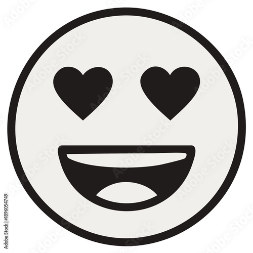 Smiley face with heart eyes expressing love joy happiness and positive emotion on light gray background