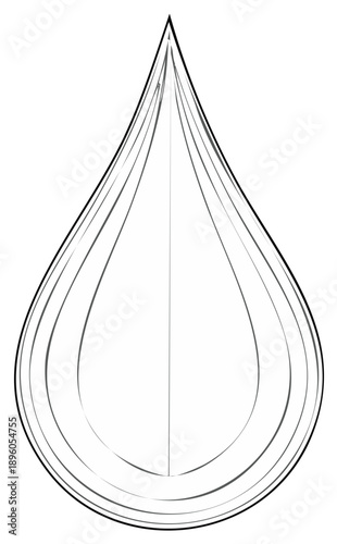 Outline of Teardrop Shape Layered with Variations in Color and Form for Graphic Design