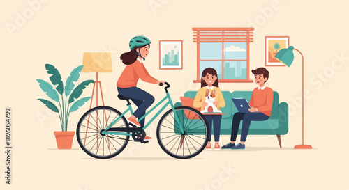 People enjoying indoors and outdoors activities with a pet