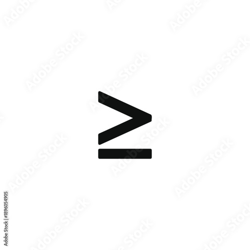 Greater than equal to symbol silhouette vector flat illustration design.