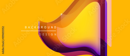 Abstract vibrant design. Fluid shapes overlap, creating dynamic visual effect. Yellow background enhances colorful gradients. Modern aesthetic.