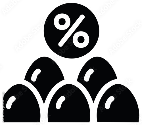 Percentage symbol above abstract shapes signifying discounts or sales