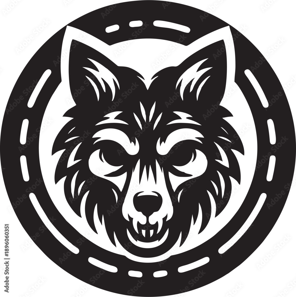 Obraz premium Circular Wolf Emblem Silhouet...