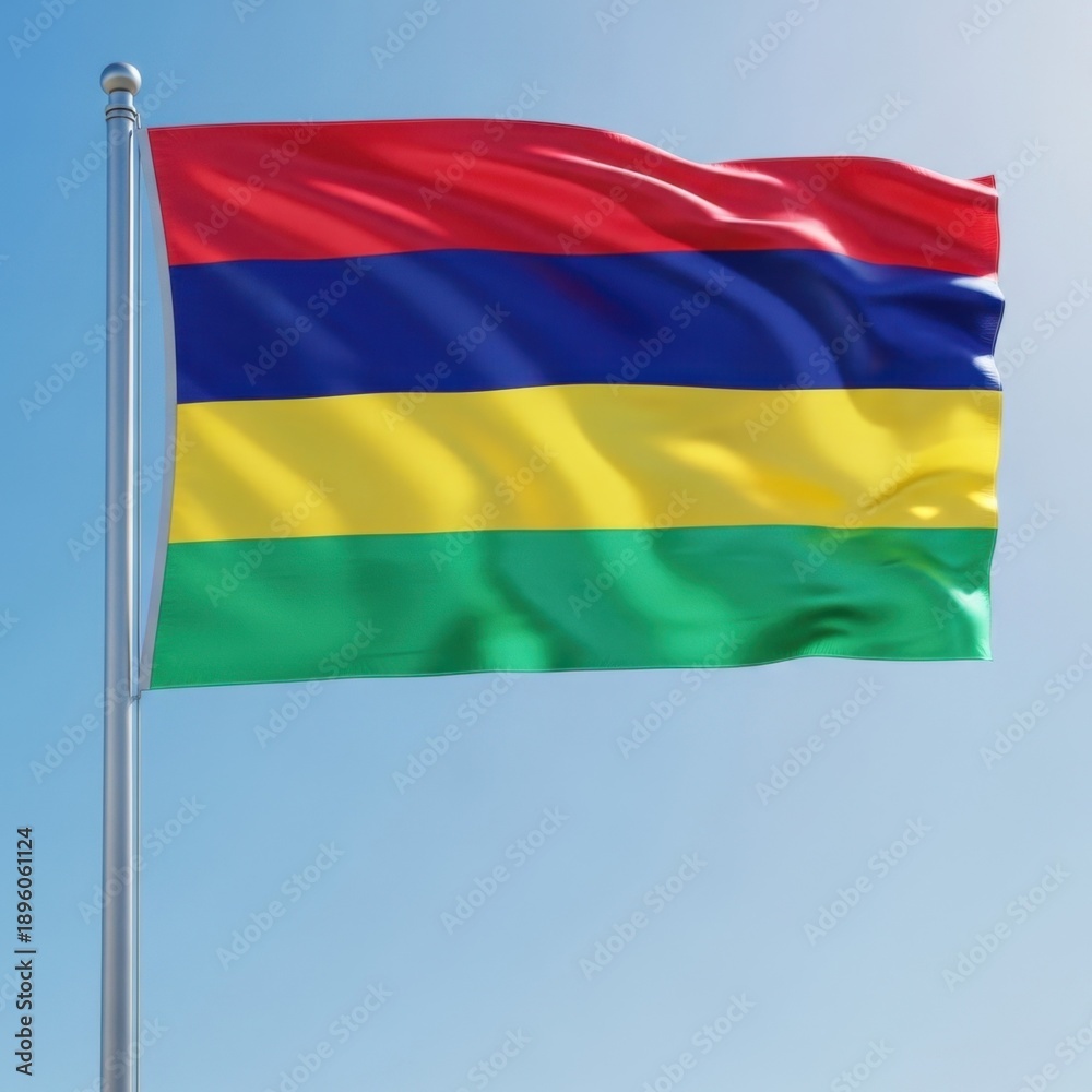 Fototapeta premium Mauritius Flag Waving in Daylight