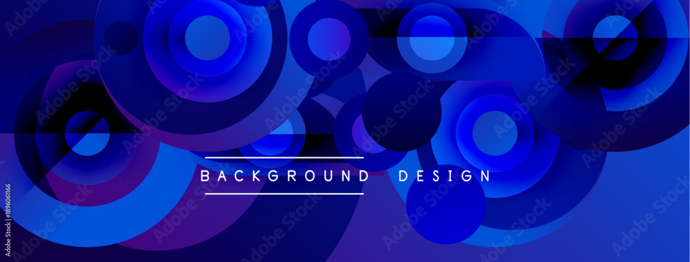 Obraz premium Abstract blue design features overlapping circles, creating dynamic wave effect. Text reads background design centrally positioned.