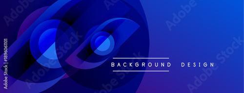 Abstract blue design features layered circles, flowing shapes. Modern aesthetic suitable for backgrounds, presentations. Minimalist style.