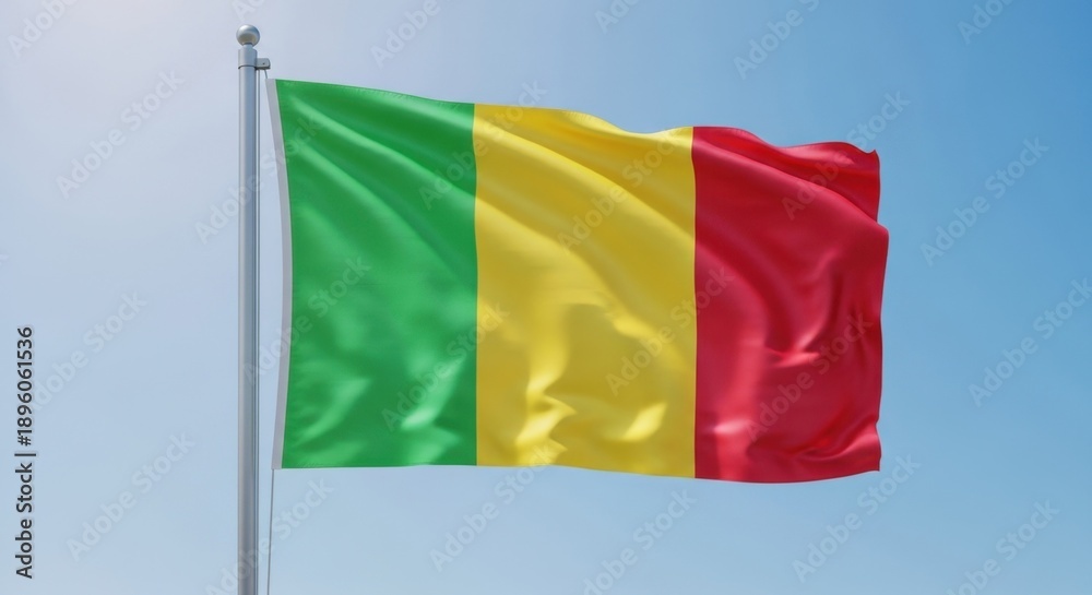 Obraz premium Mali Flag Waving Against Clear Blue Sky