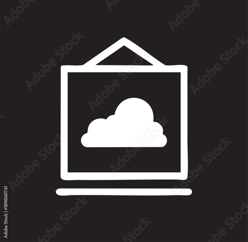 Cloud computing icon on laptop with checkered background