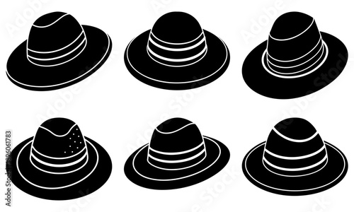 Collection of various stylish hats displayed on a clean white background illustrating fashion and accessories
