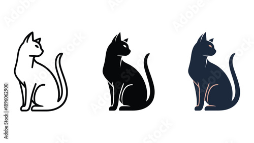 Cat silhouette vector graphics in different colors