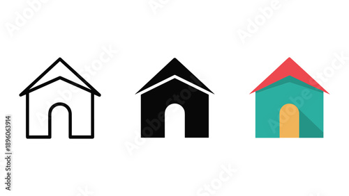 Simple house icons in various styles