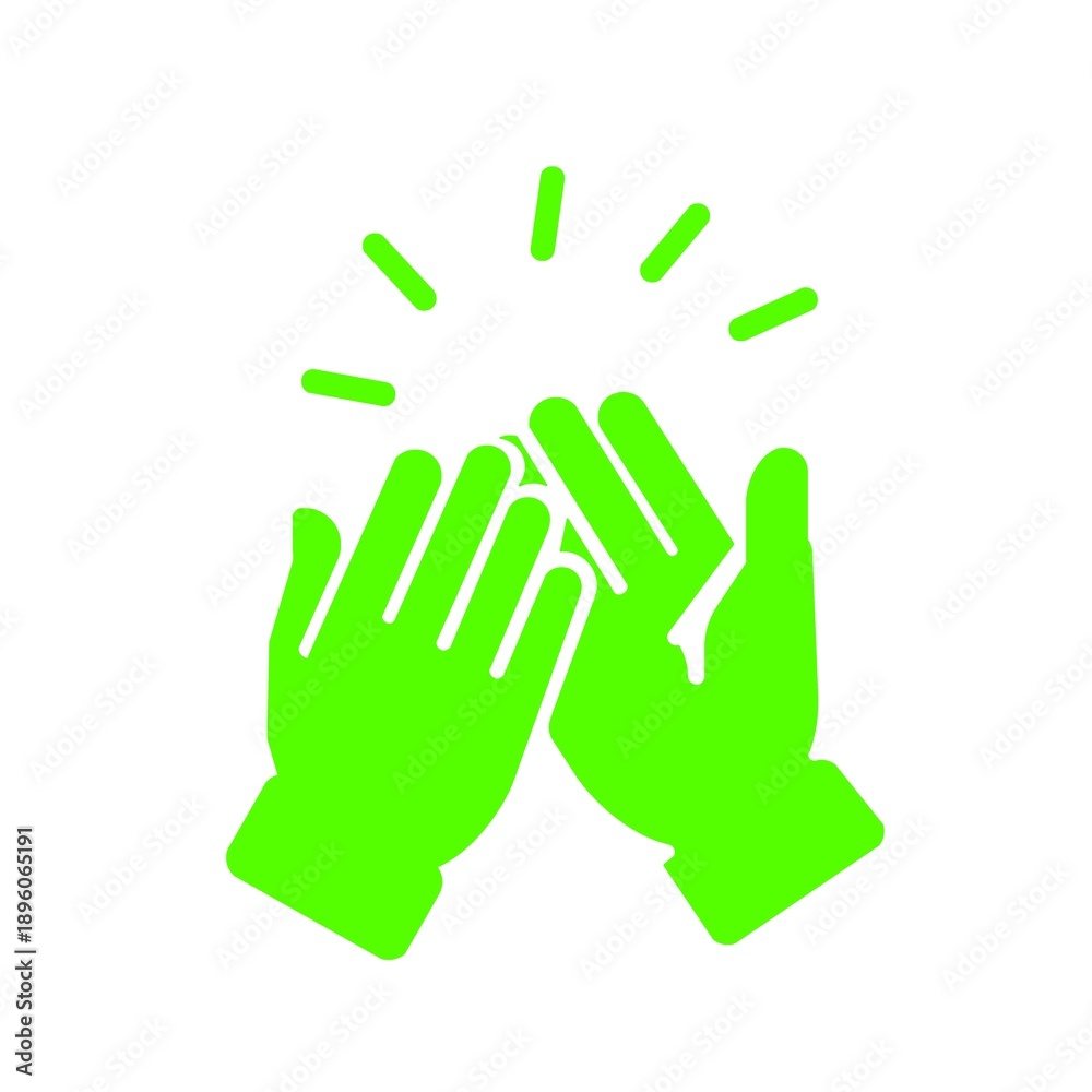 Obraz premium 成功や成果を称えるハイタッチのアイコン(緑)