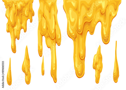 Honey flowing down surfaces