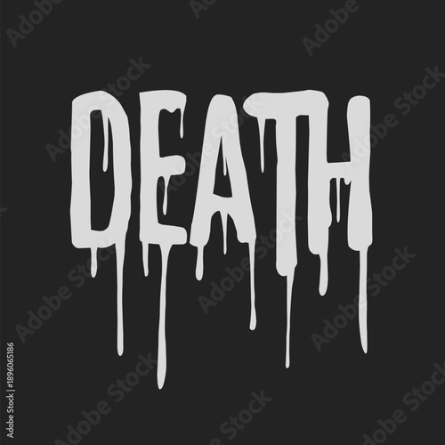 Death dripping typography vector in horror style, bold lettering with liquid effect