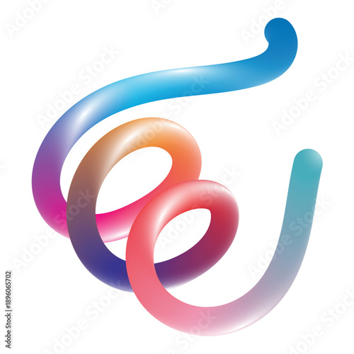 Vibrant swirling shapes in orange, pink, and blue tones