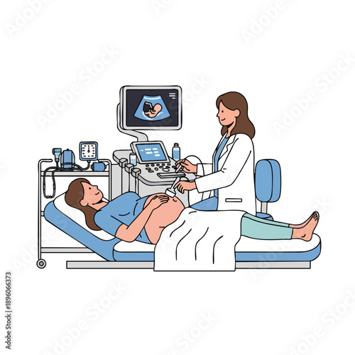 Pregnant woman undergoing ultrasound examination